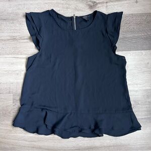 Forever 21 Black Ruffle Sleeve Peplum Top